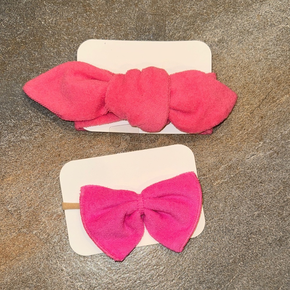 Oh baby set of two terry cloth bow headbands NWT